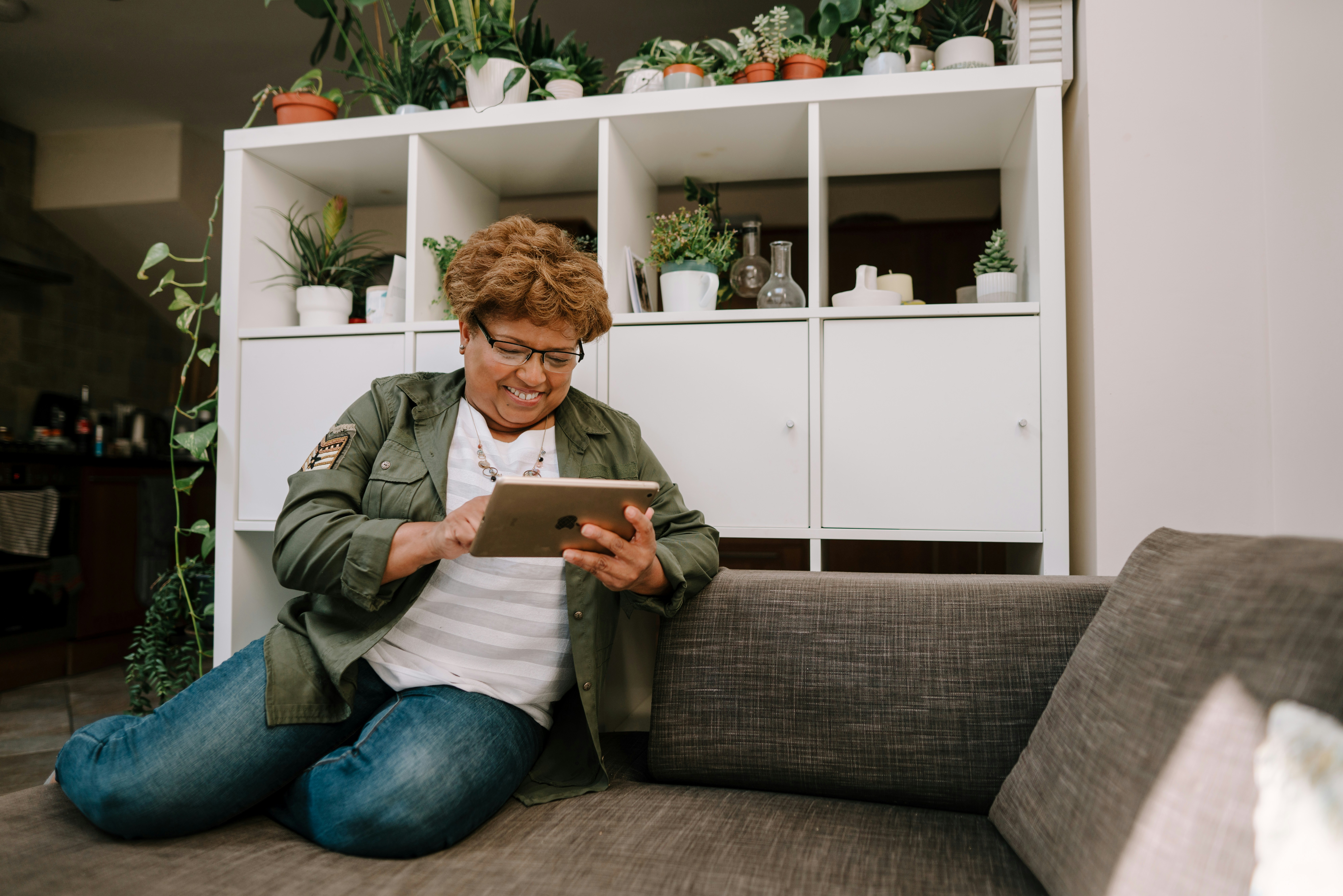 Woman enjoying technology and digital connectivity at home